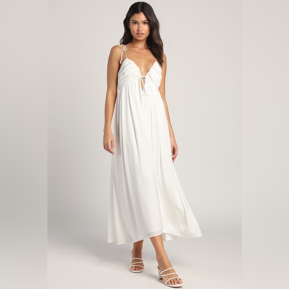Lulus  Confidence check white maxi dress